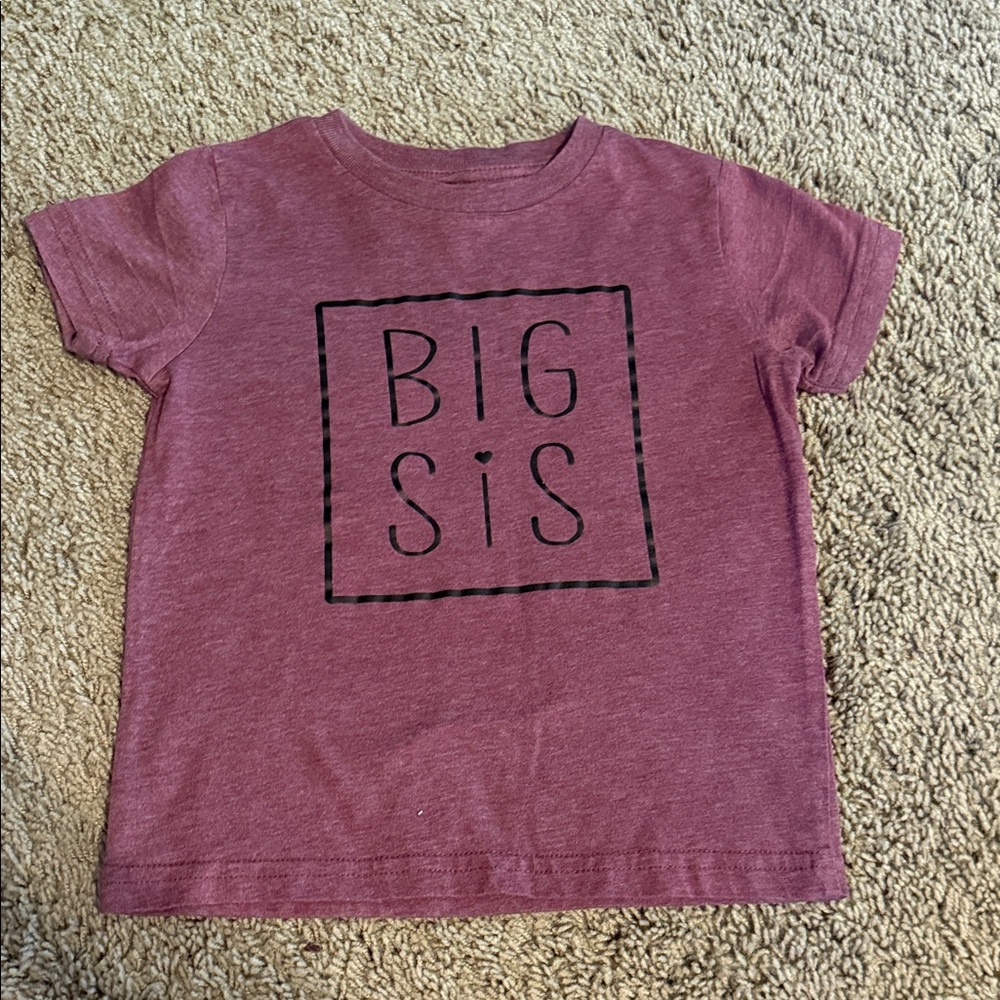 Big Sis Kids Tee - Burgundy Short Sleeve Shirt